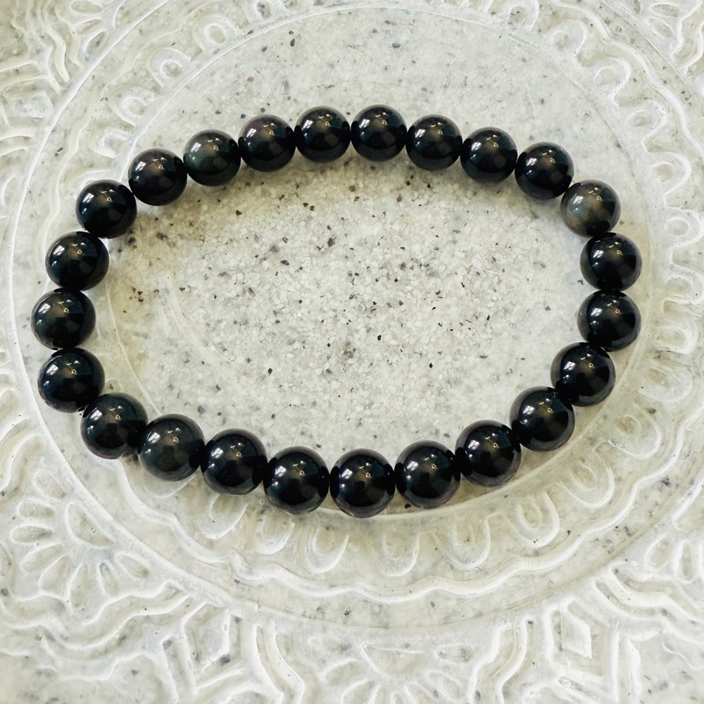 Black Obsidian Protection Bracelet Handmade by Wandering Bunny LLC